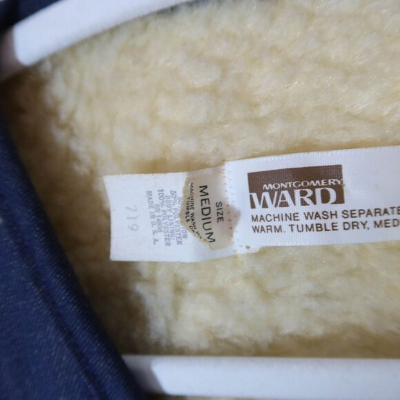 Vintage MONTGOMREY WARD Faux Shearling Denim Vest Size M NOS Western Cowboy - Picture 8 of 8